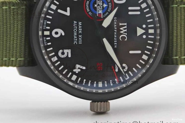 MIROTIME 0119 Packable Mark XVIII ‘TOPGUN SFTI’ Ceramic M+F Best Edition Black Dial on Green Nylon Strap 7048